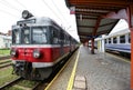 Old-style train at the railway station in Przemysl, Poland Royalty Free Stock Photo