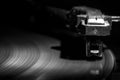 Old style turntable, close-up of a needle Royalty Free Stock Photo