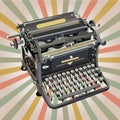 Old style typewriter on retro background