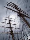 Old Style Vintage Three Masts Clipper Ship Royalty Free Stock Photo