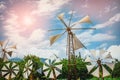 Old-style windmills on Lasithi Plateau. Crete Royalty Free Stock Photo