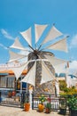 Old-style windmills on Lasithi Plateau. Crete Royalty Free Stock Photo