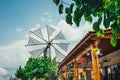 Old-style windmills on Lasithi Plateau. Crete Royalty Free Stock Photo