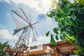 Old-style windmills on Lasithi Plateau. Crete Royalty Free Stock Photo