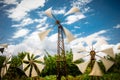 Old-style windmills used as touristic attrason Lasithi Plateau Royalty Free Stock Photo