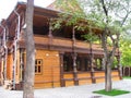 Wooden building with old carved patterns