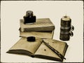 Old style writing set with a candle Royalty Free Stock Photo