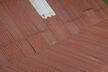 Close-up Old style zinc metal roof with rust, Rusty Zinc Roofing Sheet