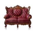 Old styled brown vintage armchair isolated, clipping path. Royalty Free Stock Photo