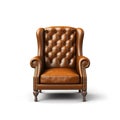 Old styled brown vintage armchair isolated on white background. Royalty Free Stock Photo