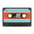 Old styled plastic compact or audio cassette with two miniature spools and magnetic tape. Royalty Free Stock Photo