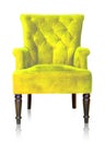 Yellow vintage armchair isolated on white clipping path. Royalty Free Stock Photo