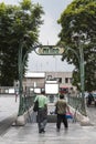 Old subway entrance in Mexico City made with marble and bronze in the Parisian style Royalty Free Stock Photo