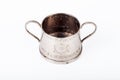 Old sugar bowl with rust stains on white background Royalty Free Stock Photo