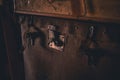 Old suitcase in attic vintage