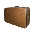 Old suitcase closed isolated. Vintage case. Retro handbag