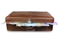 Old suitcase full of money