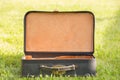 Old suitcase on grass Royalty Free Stock Photo