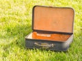 Old suitcase on grass Royalty Free Stock Photo