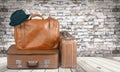 Stack of Old suitcases. Travelling concept Royalty Free Stock Photo