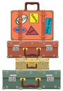 Old suitcases for travel, vector illustration