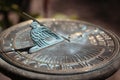 Old sun clock dial - Vintage sundial Royalty Free Stock Photo