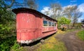 Old sunday school and gospel car train carriage in Blists Hill Victorian Town in Ironbridge, Shropshire, UK