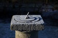 Old sundial on a cold morning Royalty Free Stock Photo