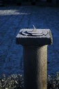 Old sundial on a cold morning Royalty Free Stock Photo