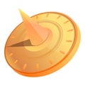 Old sundial icon, cartoon style