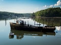 Old sunken lobster boat covered in moss at low tide Boothbay Harbor Maine Royalty Free Stock Photo