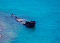 Old sunken ship near Balos beach on Crete, Greece Royalty Free Stock Photo