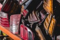 Old surplus taillight or tail lamp assembly parts at an auto parts store Royalty Free Stock Photo