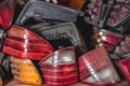 Old surplus taillight or tail lamp assembly parts at an auto parts store Royalty Free Stock Photo