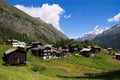 Old swiss huts in mountains Royalty Free Stock Photo