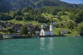 Old swiss villag at the Urnersee, Vierwaldstaettersee, Switzerland Royalty Free Stock Photo