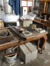 old-fashioned antique furniture in the warehouse