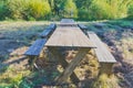 The old tables are chairs in the meadow