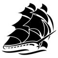 Old Tall Sailing Ship Vector Graphic Illustration