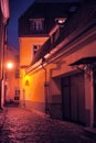 Old Tallinn, Estonia. Dark street at night Royalty Free Stock Photo