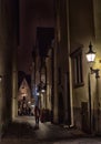 Old Tallinn, Estonia. Dark street at night Royalty Free Stock Photo