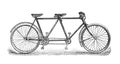 Old tandem bicycle /old Antique illustration from Brockhaus Konversations-Lexikon 1908