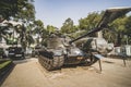 Old tank of United state army display at Vietnamese War Remnants Museum, museum keep history evidence of war time for Saigon