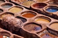 Old tannery in Fez, Morocco. The tanning industry in the city is considered one of the main tourist attractions. The tanneries are Royalty Free Stock Photo