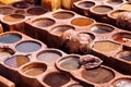 Old tannery in Fez, Morocco. The tanning industry in the city is considered one of the main tourist attractions. The tanneries are Royalty Free Stock Photo