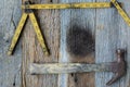 Old Tape Measure and Hammer Royalty Free Stock Photo