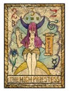 Old tarot cards. Full deck. The High Priestess