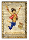 Old tarot cards. Full deck. Knight of pentacles