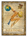 Old tarot cards. Full deck. Page of Pentacles Royalty Free Stock Photo