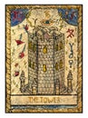 Old tarot cards. Full deck. The Tower